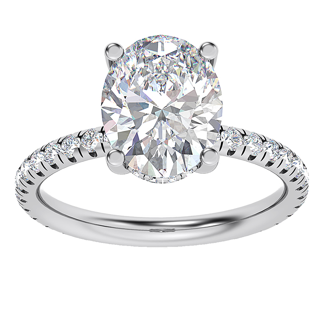 18K White Gold Diamond Semi Mount with Hidden Halo
