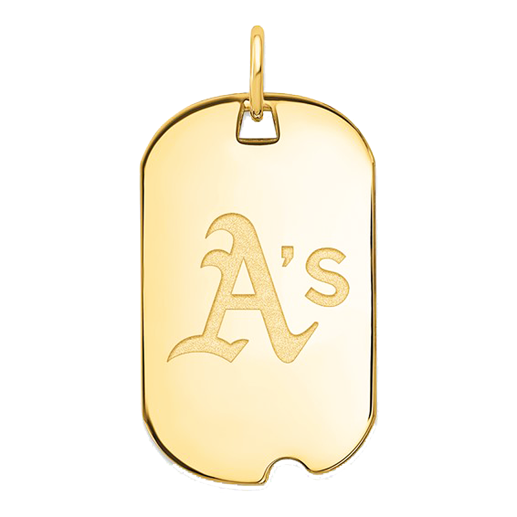 Gold Plated Sterling Silver Athletics Small Dog Tag