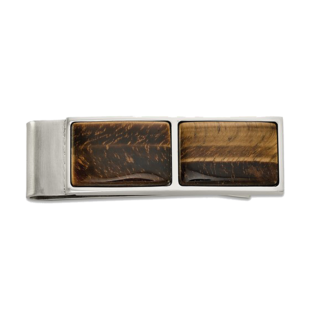 Stainless Steel Tiger's Eye Money Clip