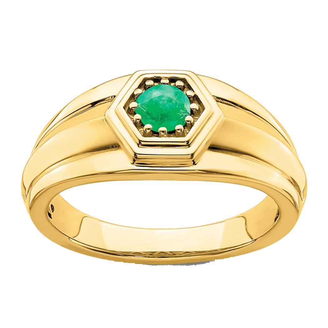14K Yellow Gold Gent's Ring with Emerald