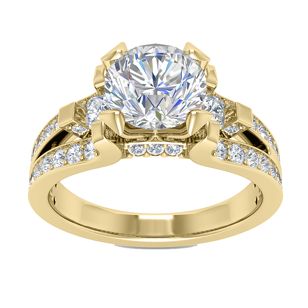 14K Yellow Gold Diamond Semi Mount