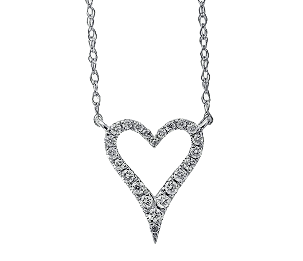 10K White Gold Diamond Heart Necklace
