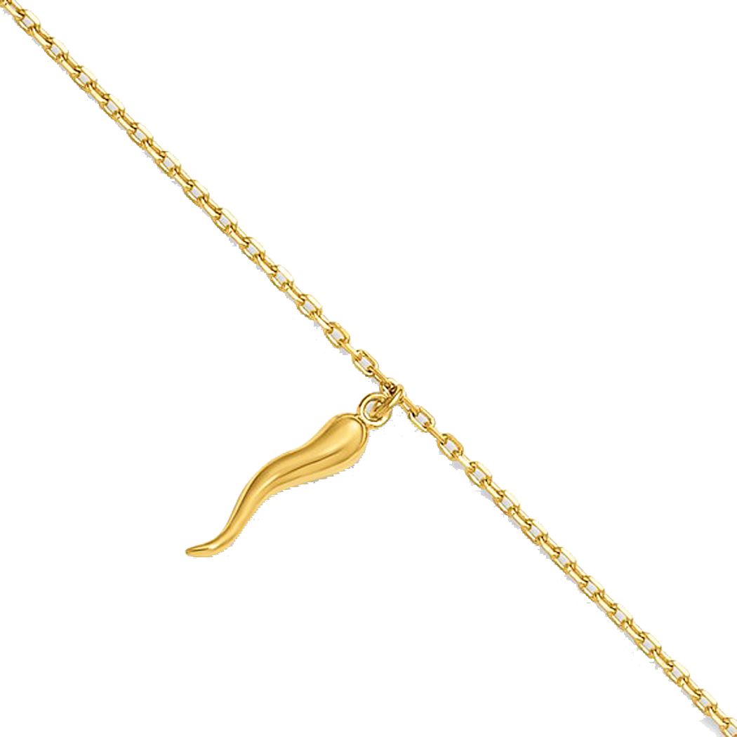 14K Yellow Gold Italian Horn Anklet