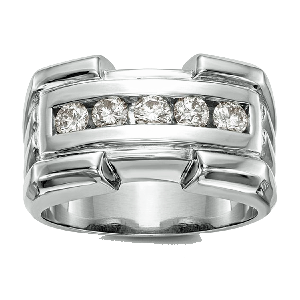 14K White Gold Men's Diamond Ring