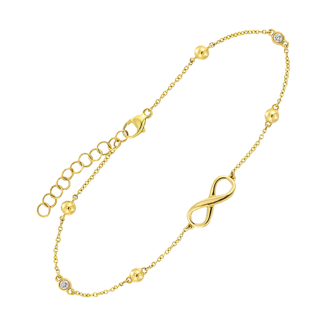 14K Yellow Gold Diamond Infinity Bracelet