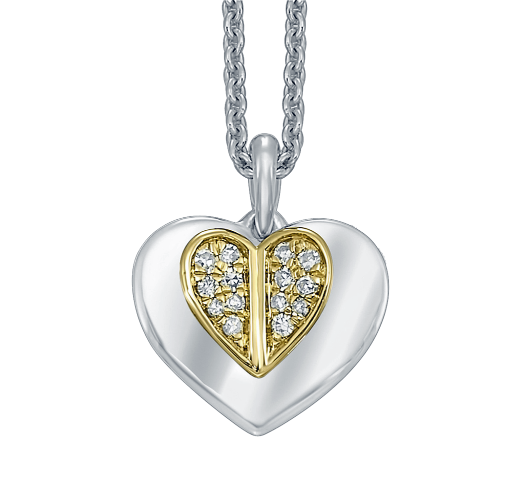 Sterling Silver Diamond Heart Pendant with Chain