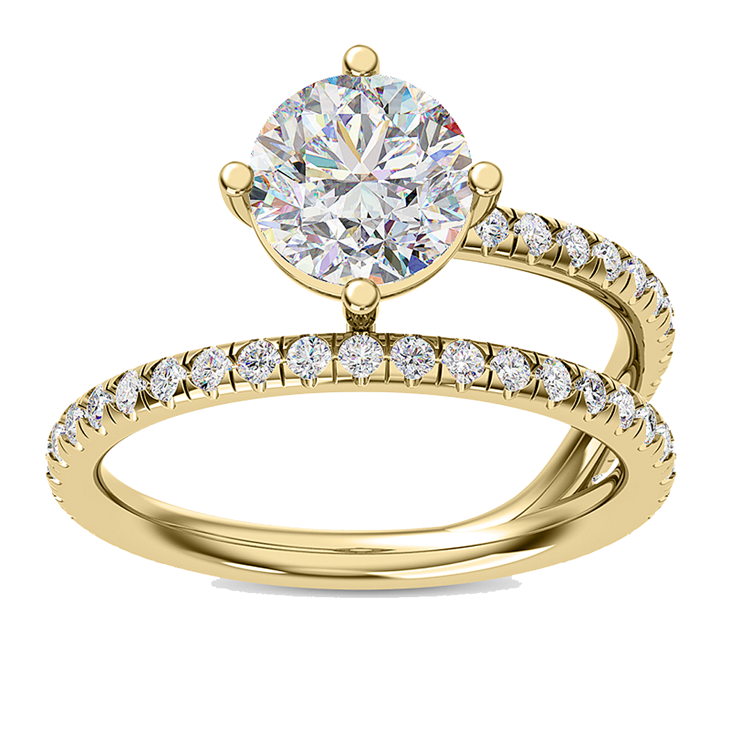 10K Yellow Gold Diamond Semi Mount