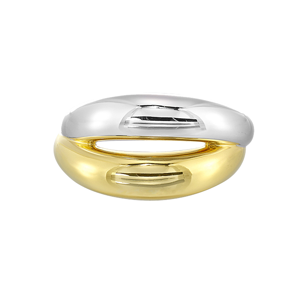 Gold Plated Sterling Silver Two Tone Bold Ring