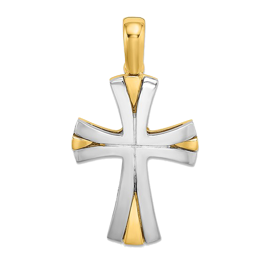 14K Two Tone Gold Cross Pendant