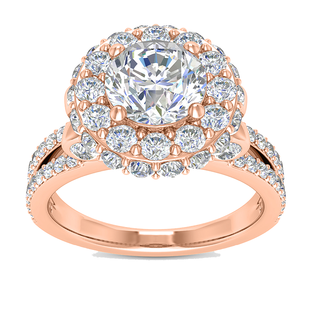 18K Rose Gold Diamond Semi Mount