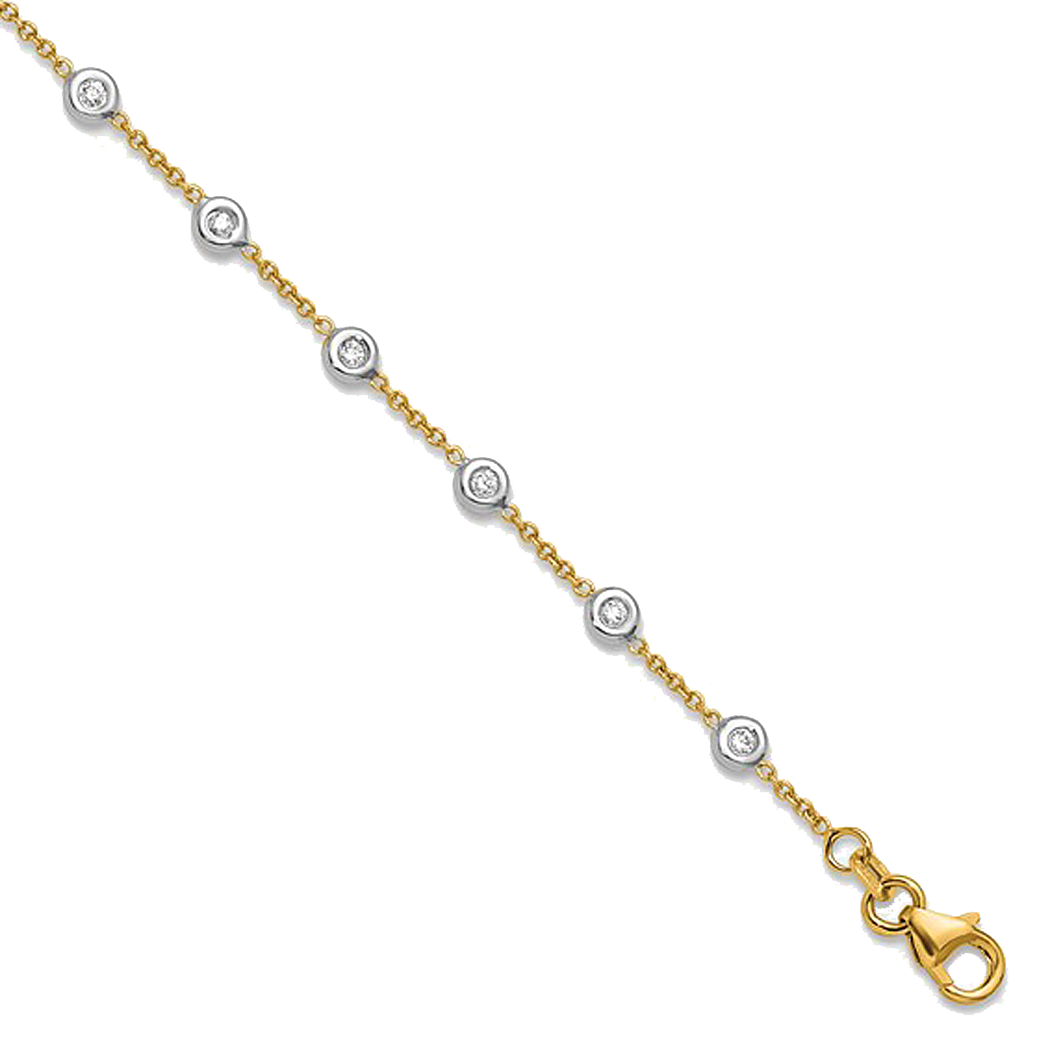 18K Two Tone Diamond Station Bracelet