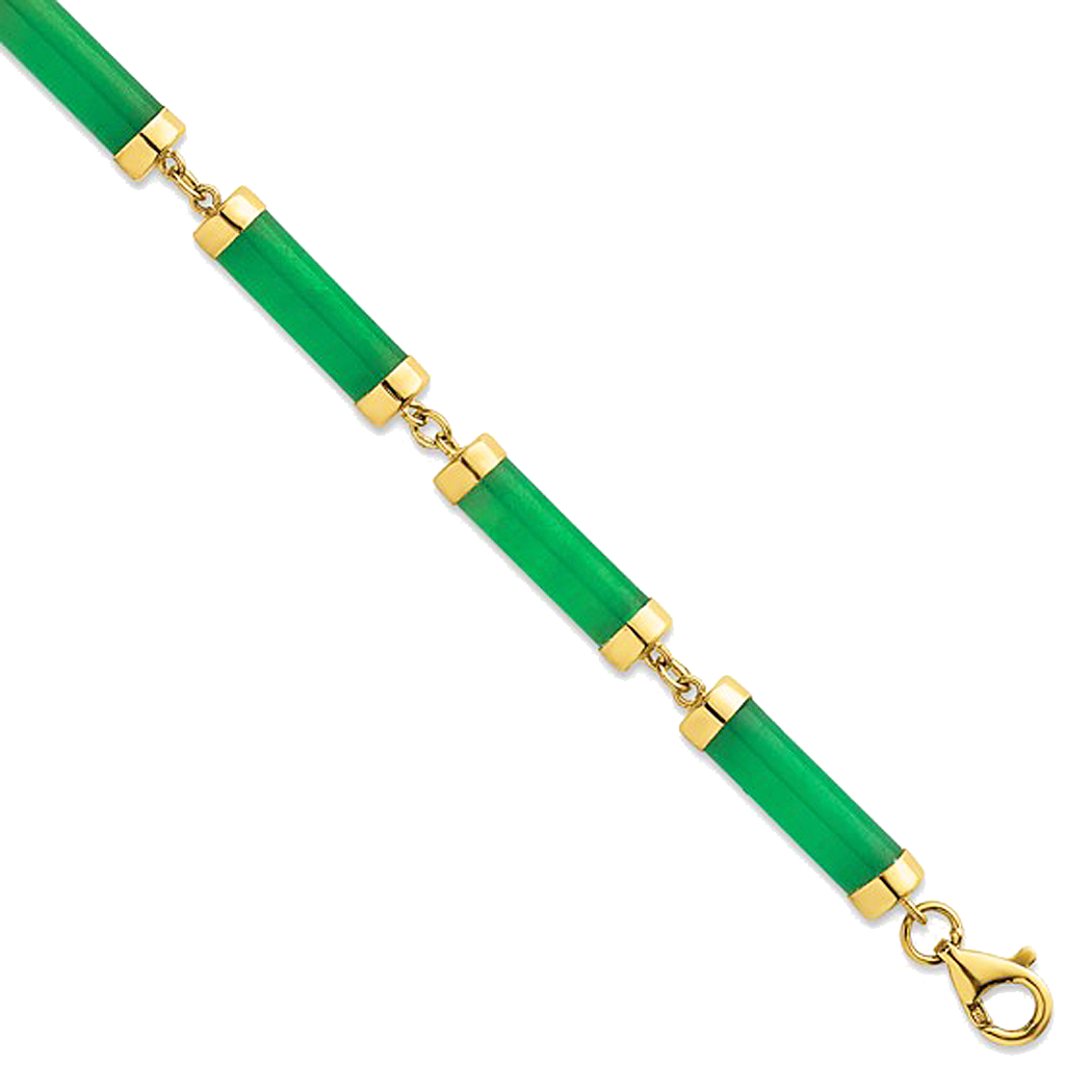 14K Yellow Gold Jade Bar Bracelet