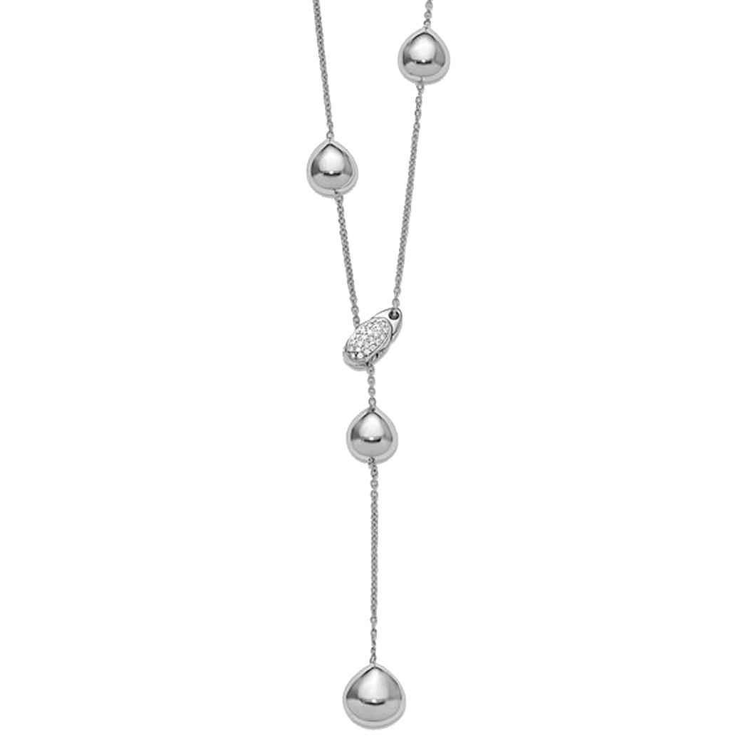 14K White Gold Fancy Diamond Adjustable Lariat Necklace