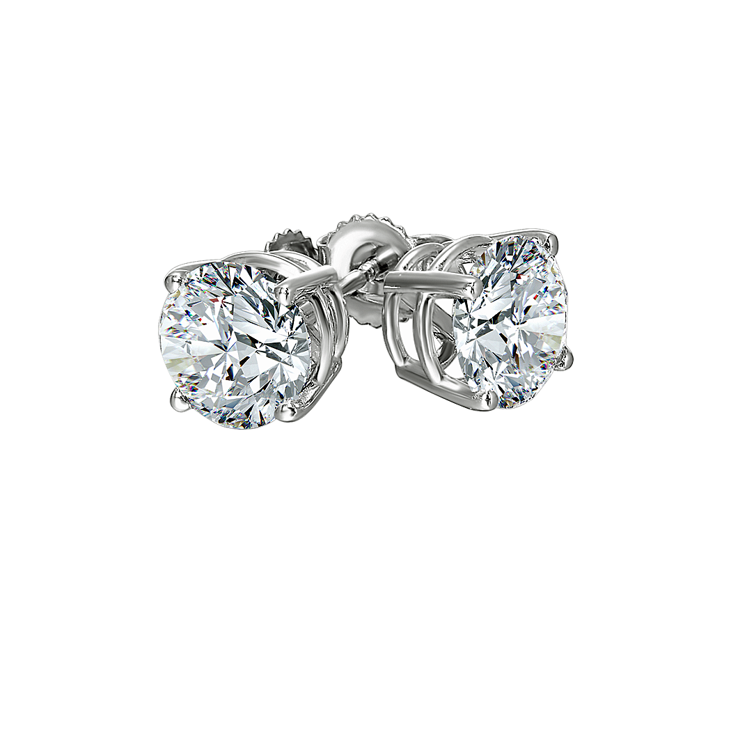 14K White Gold Diamond Stud Earrings