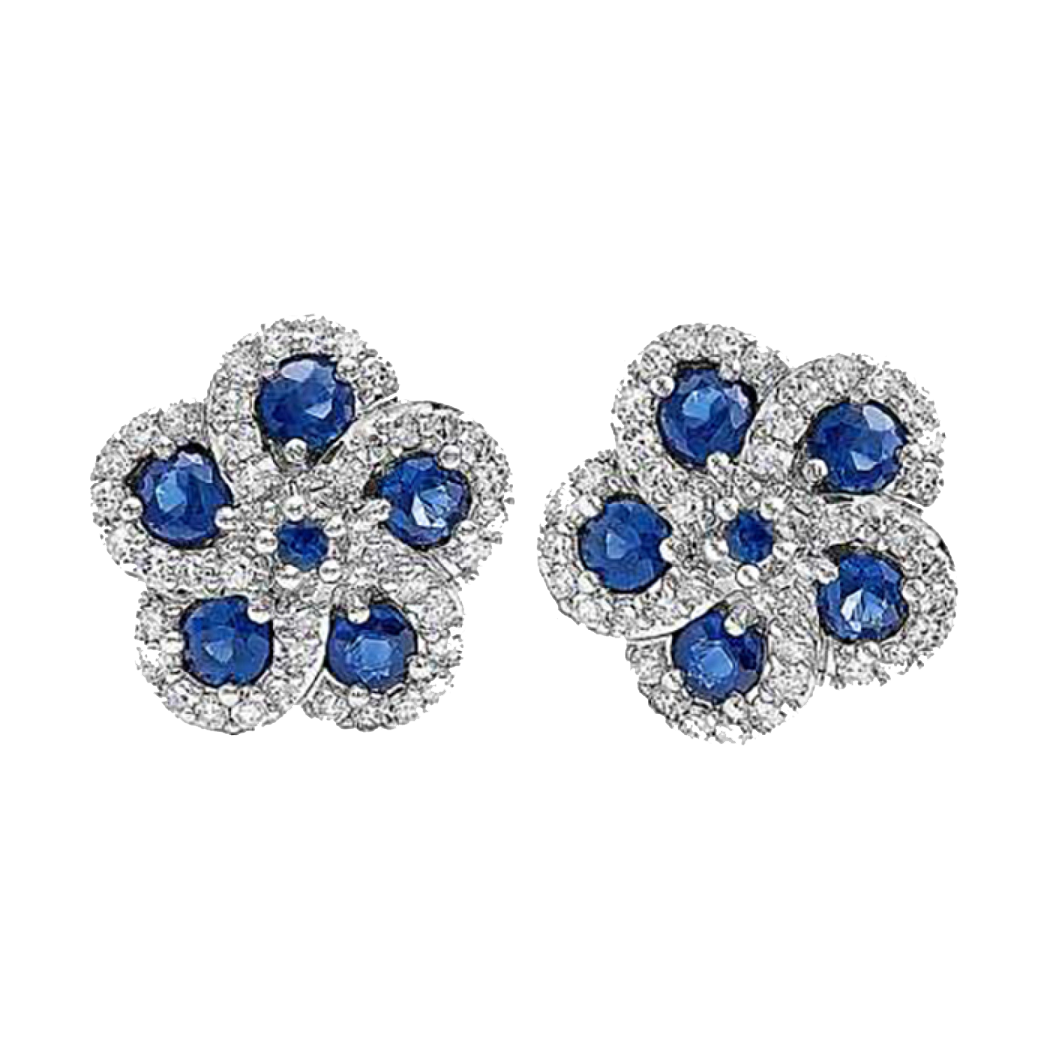 14K White Gold Sapphire and Diamond Earrings
