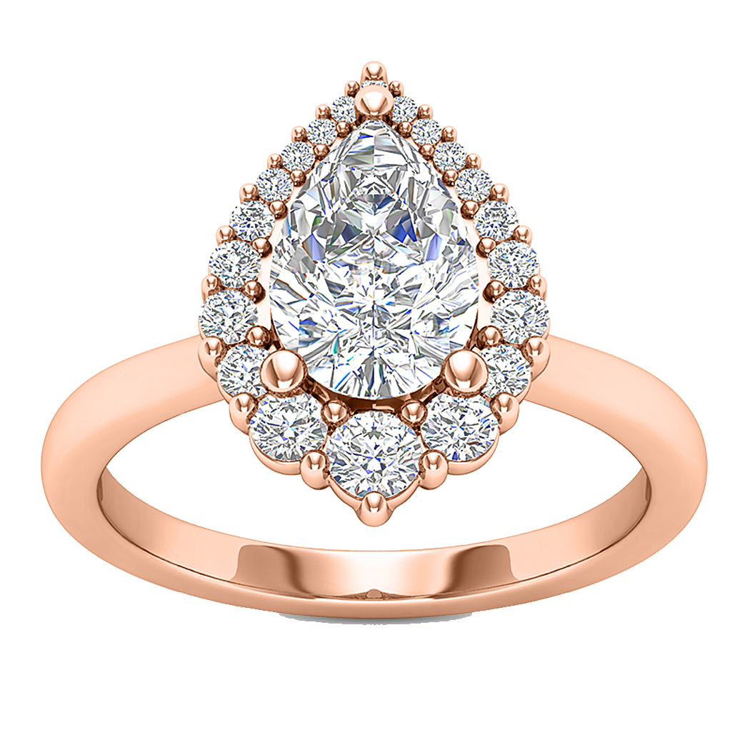 18K Rose Gold Diamond Semi Mount with Graduated Halo
