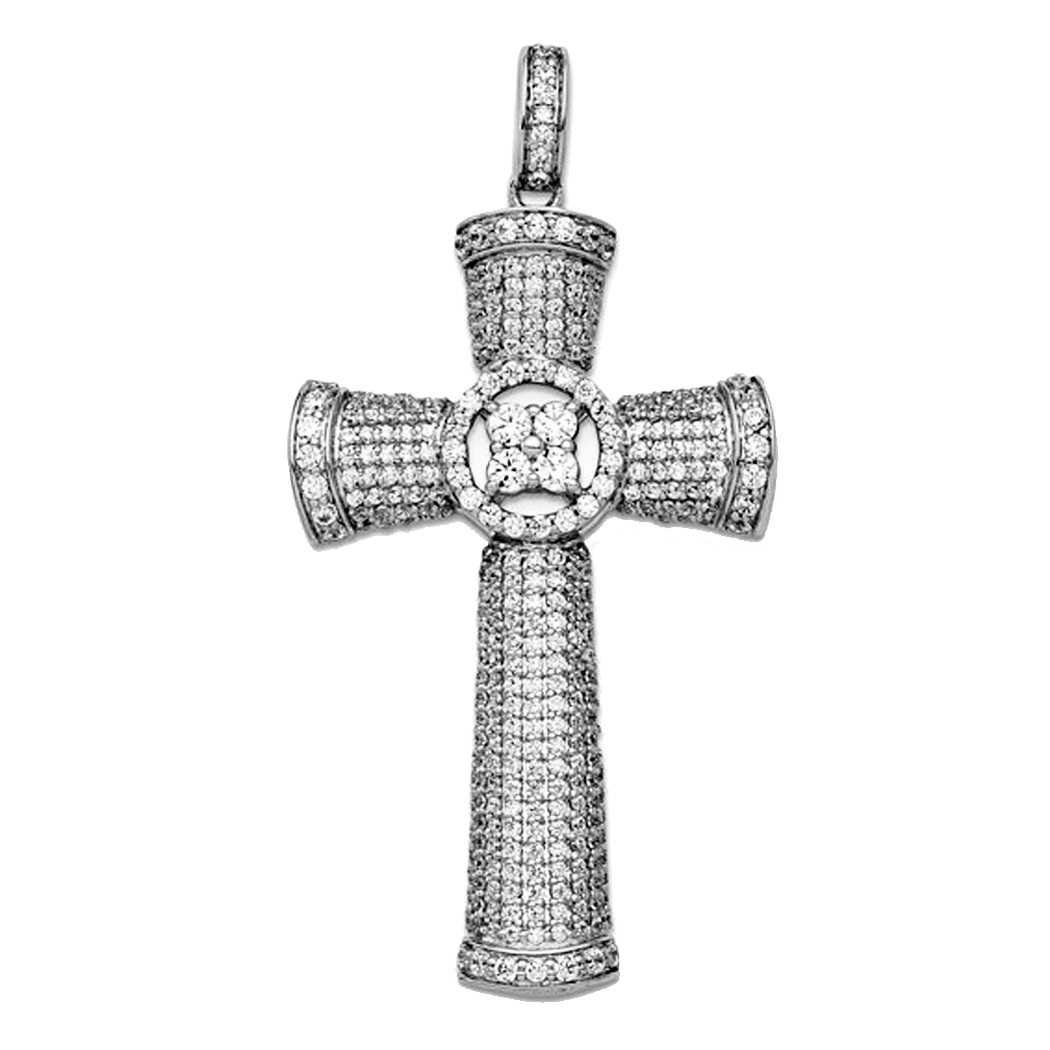 14K White Gold Diamond Cross