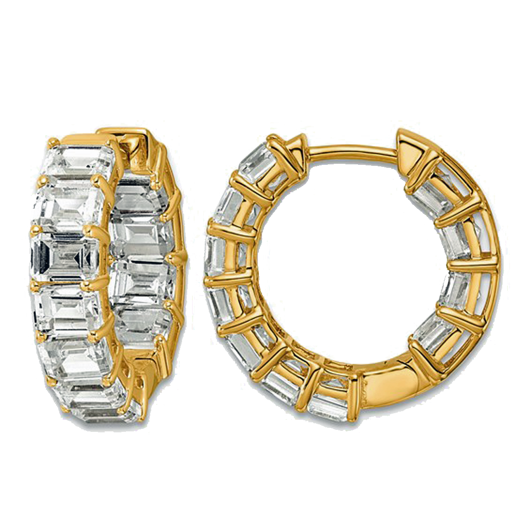 14K Yellow Gold Lab Grown Diamond Inside/Outside Hoops