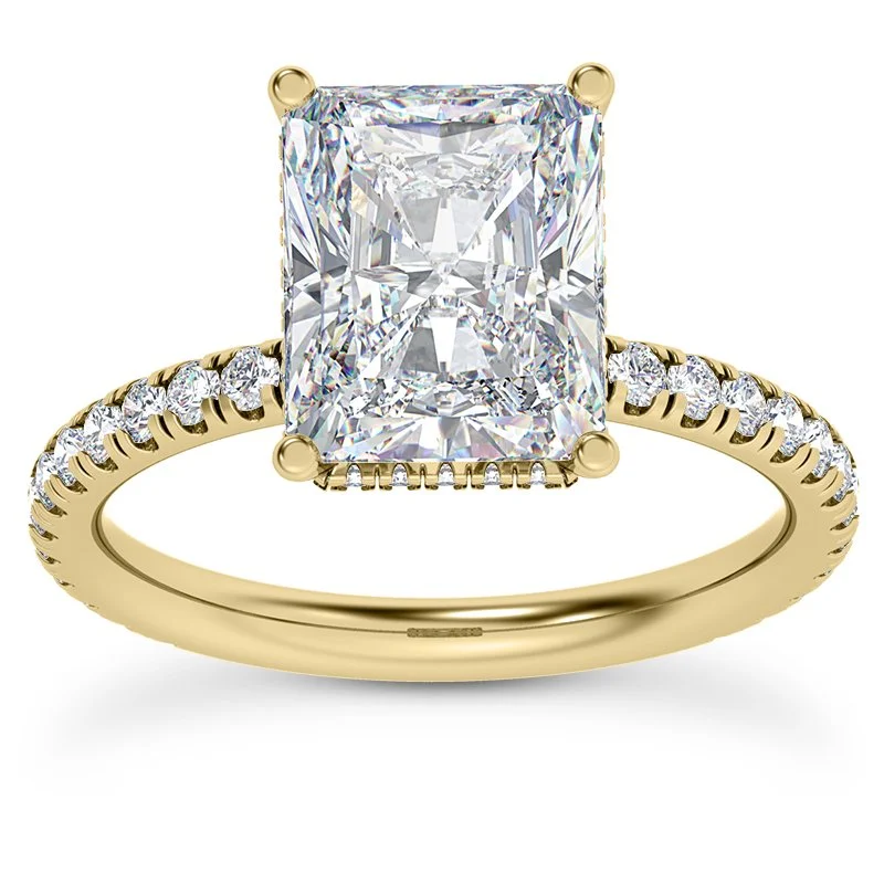 14K Yellow Gold Diamond Semi Mount with Hidden Halo