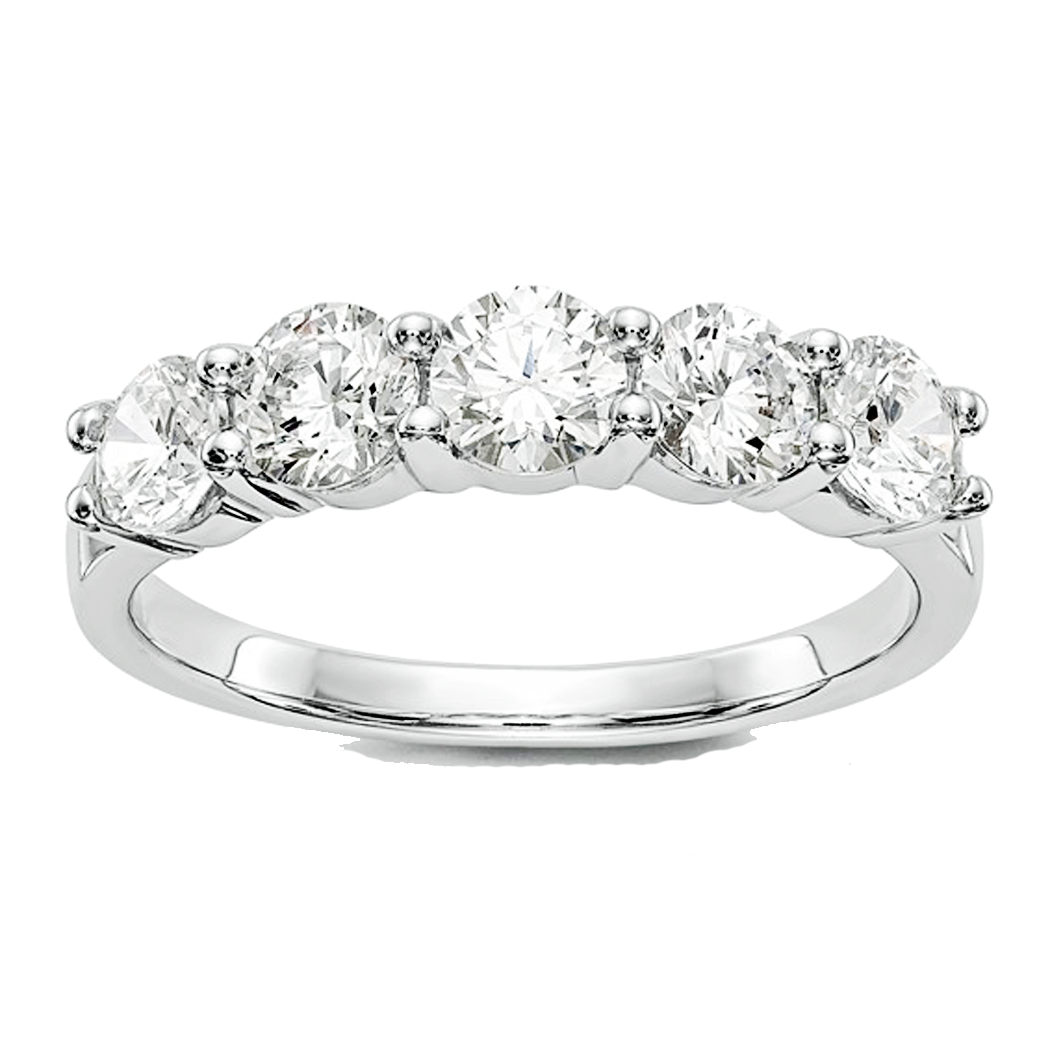 Platinum 5 Stone Band with Lab Grown Diamonds