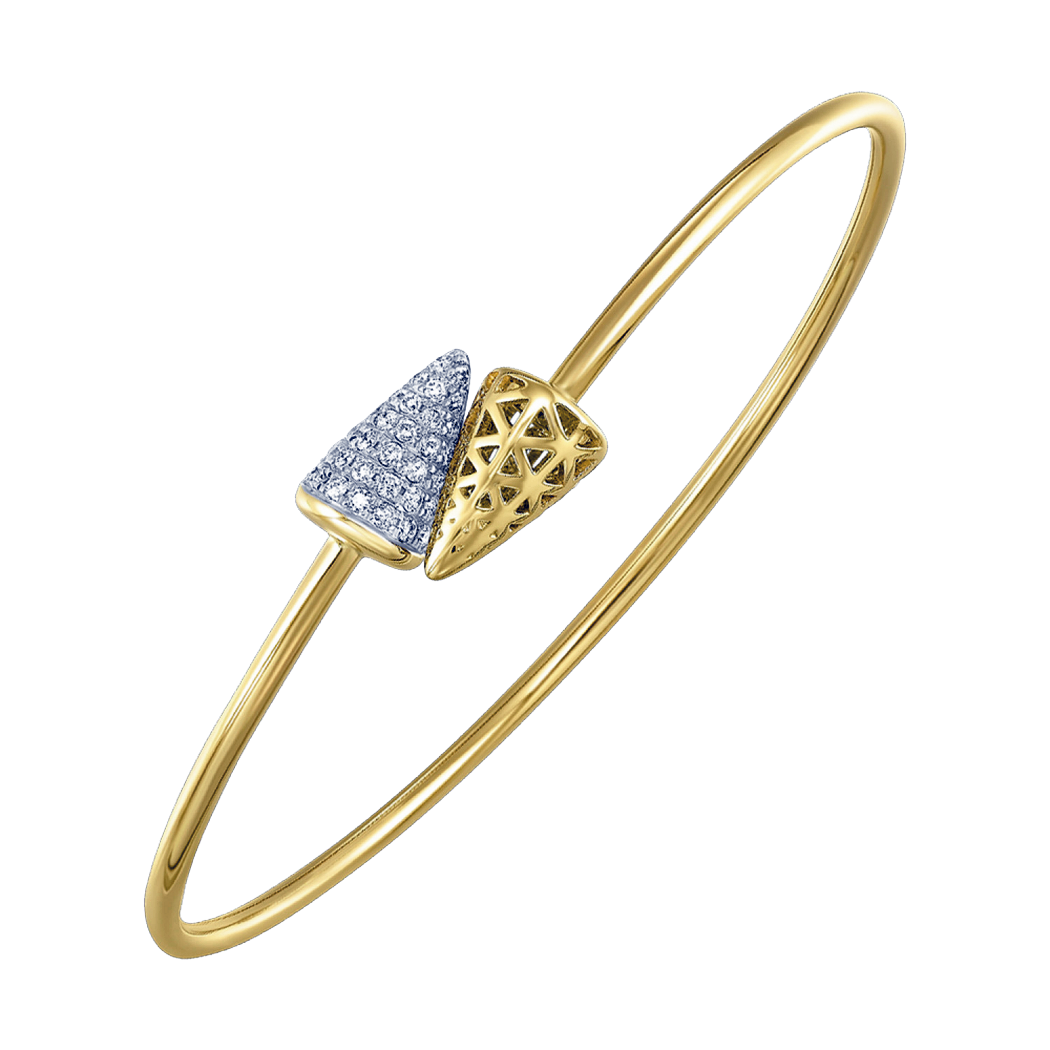 14K Yellow Gold Diamond Bypass Bangle