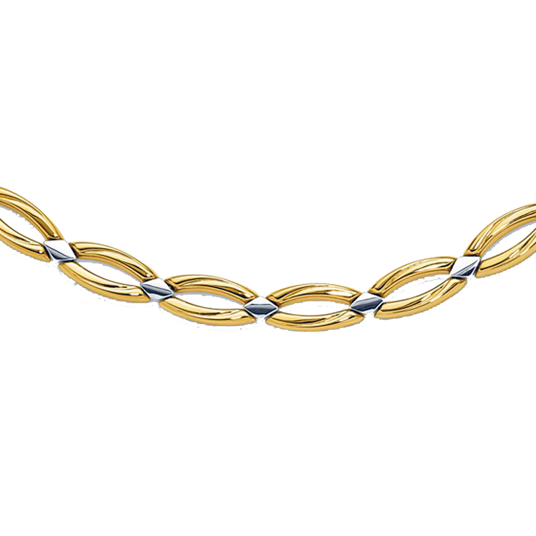 10K Two Tone Gold Fancy Link Necklace