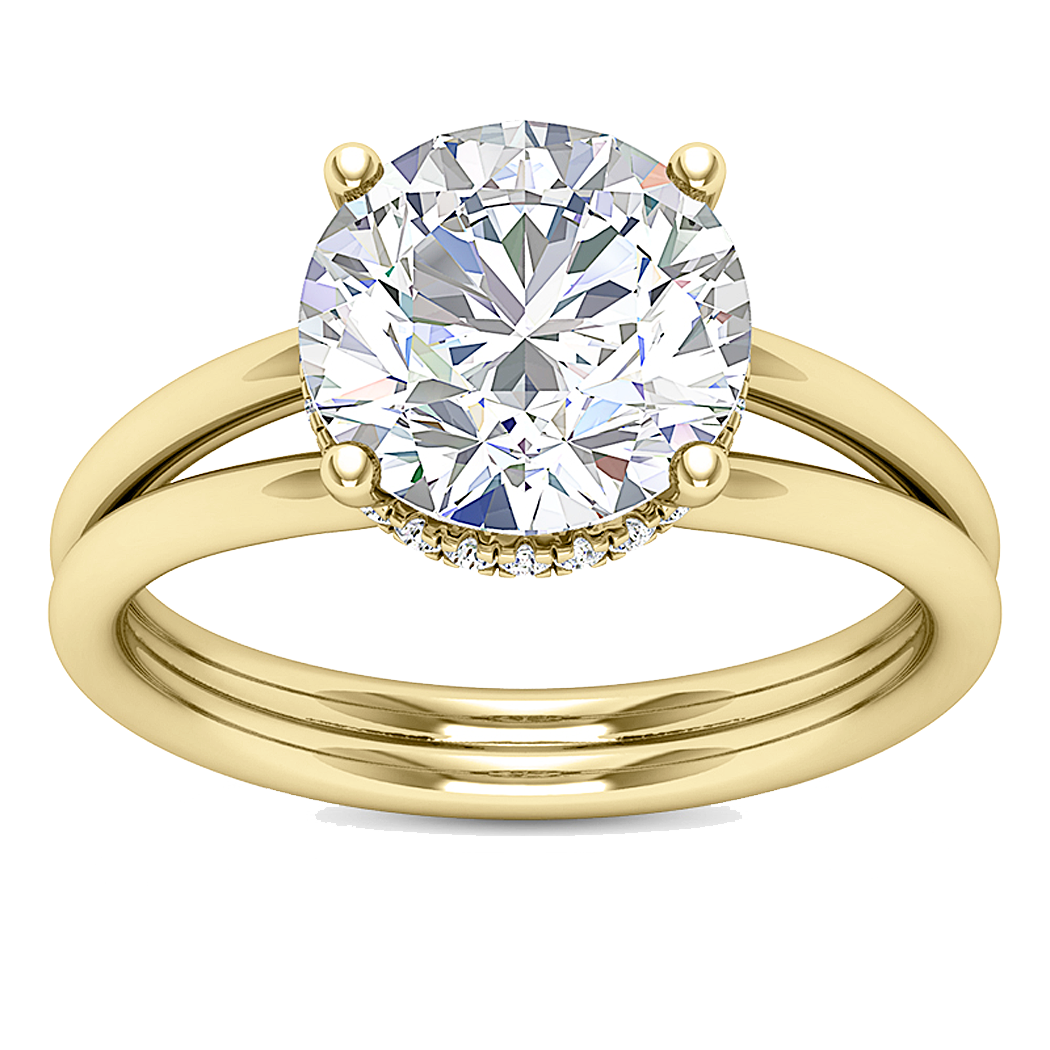 18K Yellow Gold Diamond Hidden Halo Semi Mount