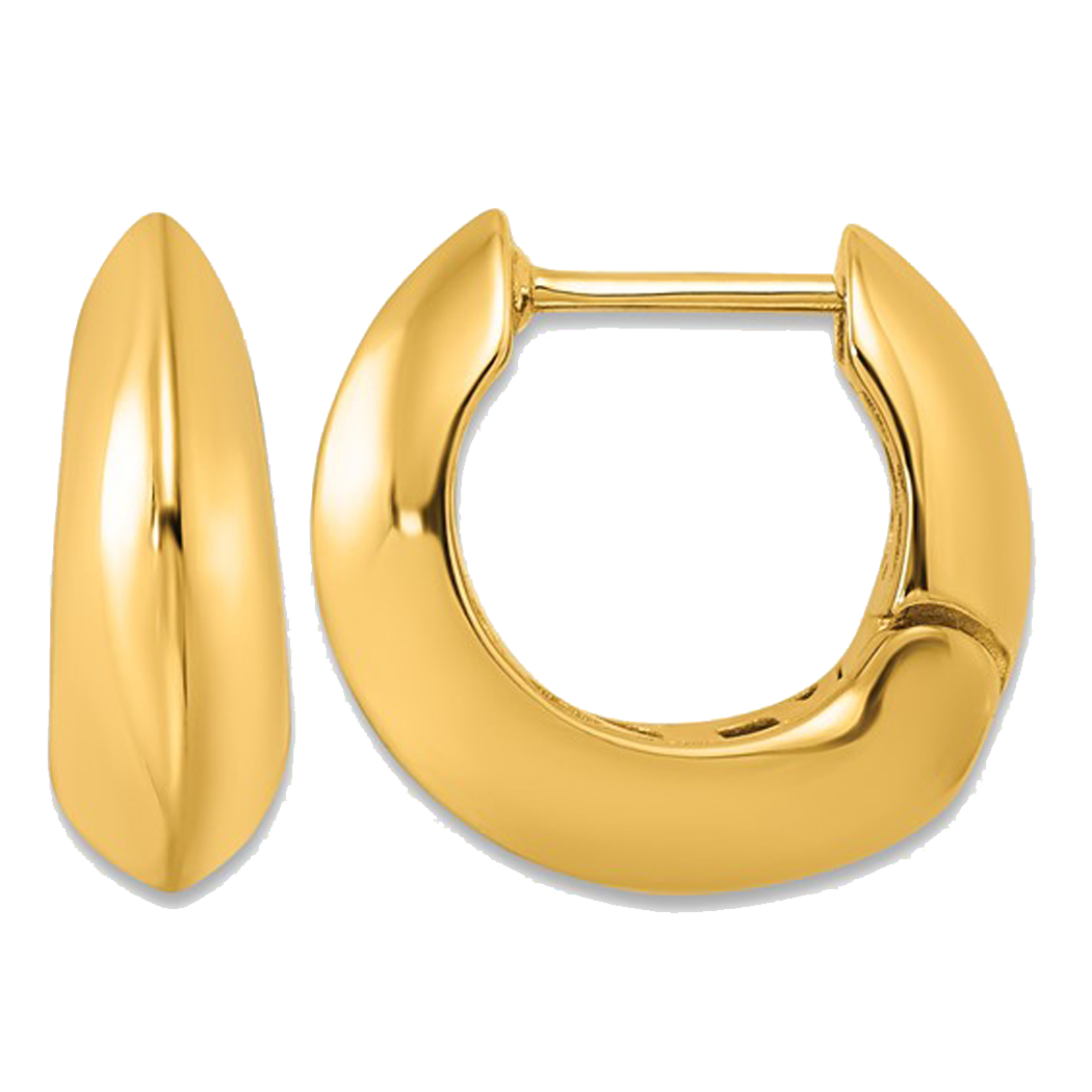 18K Yellow Gold Hinged Puffed Hoop Earrings