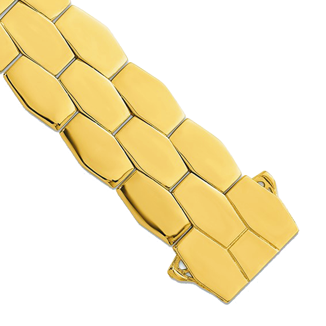 14K Yellow Gold 19mm Flat Geometric Link Bracelet