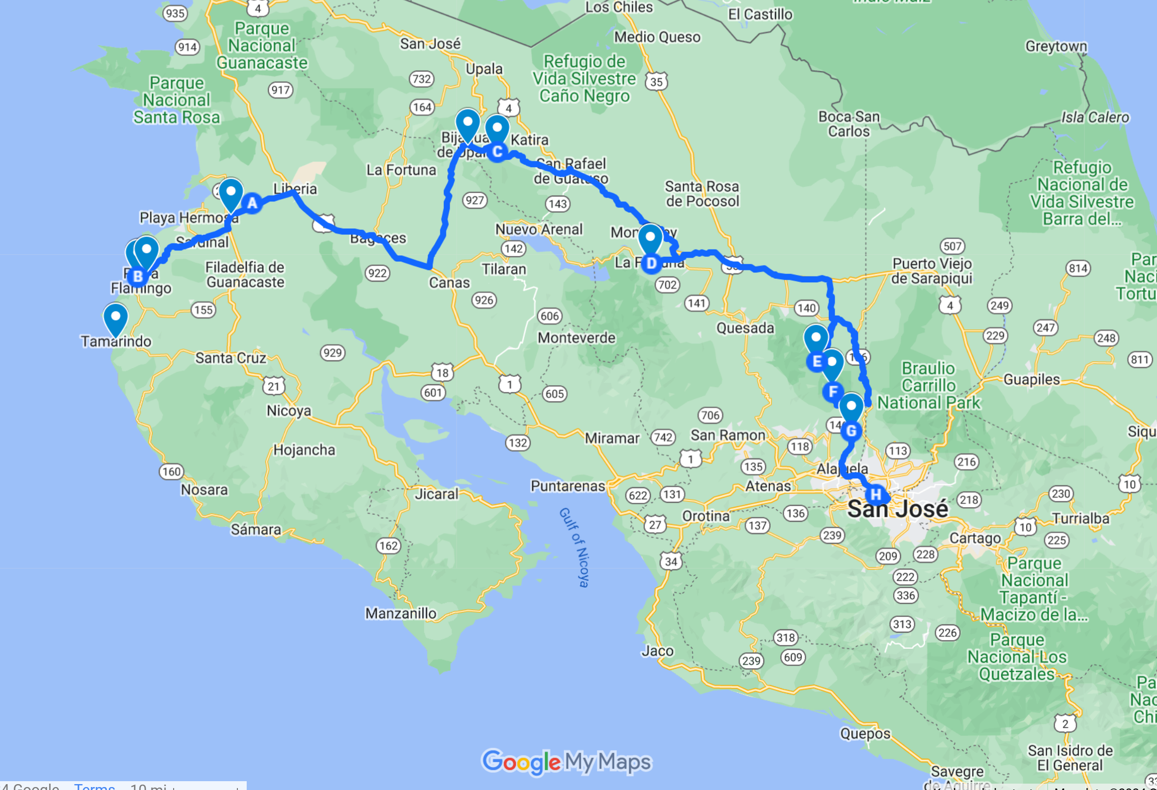 Costa Rica 6 Day Road Trip Idea