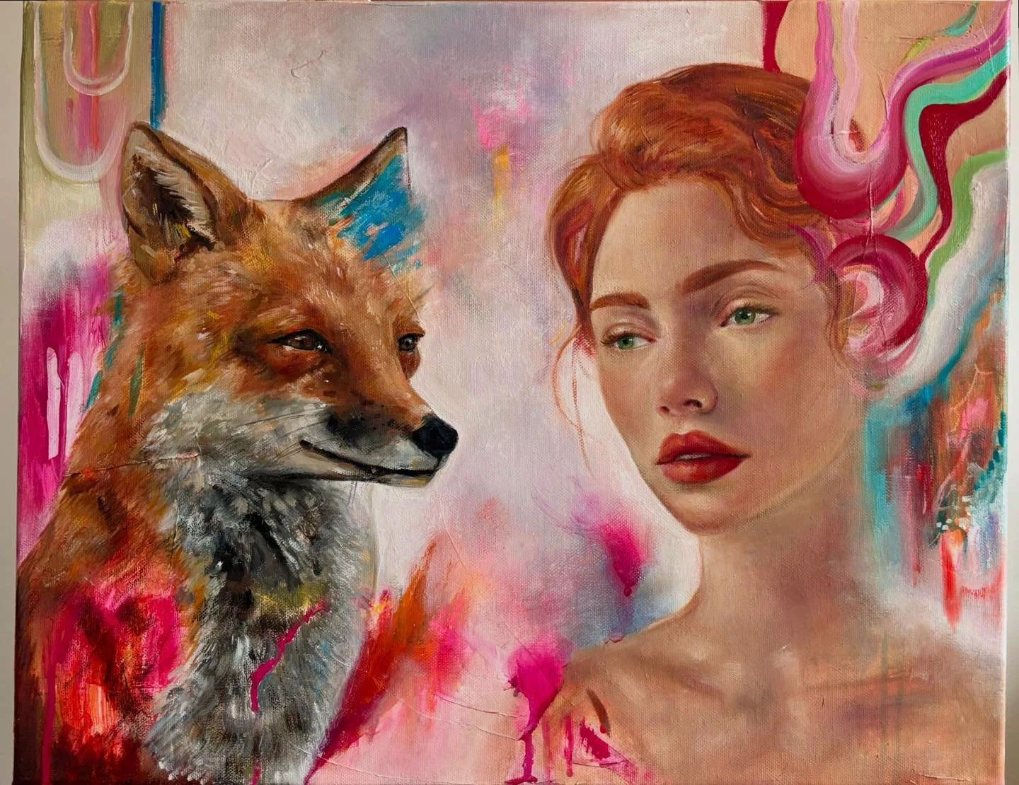Putting some finishing touches on &ldquo;Veil of Mist&rdquo; 12x16 inch. Mix media on canvas 🦊🌷

#paint #oilpainting #mixmediaart #mixmedia #abstractart #oiloncanvas #painting🎨 #artist #artoftheday #artofinstagram #artdaily #abstractpainting #canv