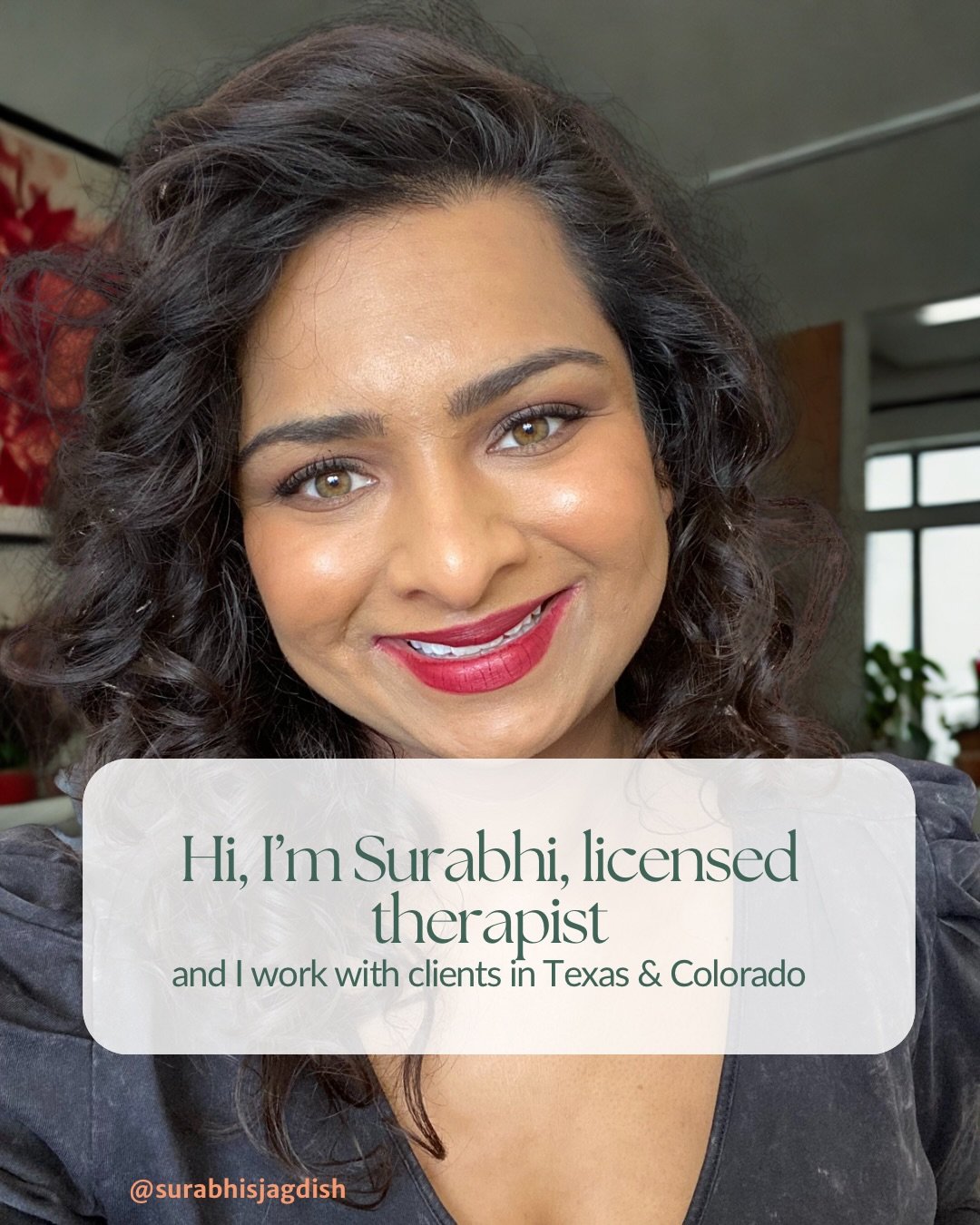 Taking care of yourself looks like doing what you need to do when YOU identify you need it. Holidays are no exception. 

Hi, I&rsquo;m Surabhi! I&rsquo;m a trauma, anxiety, and couples therapist supporting clients across Texas and Colorado.

If you&r