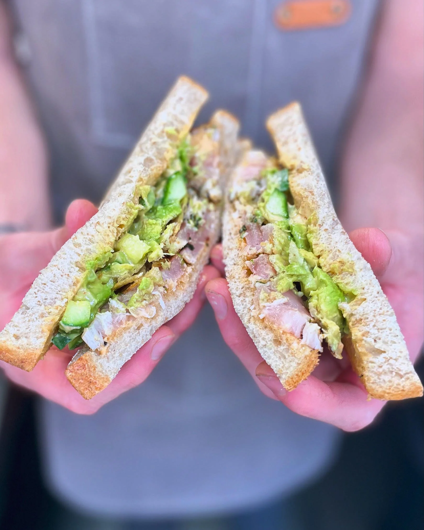 furikaki crusted oregon albacore, avocado cucumber salad, spicy mayo, crushed potato chips, toasted sparrow sourdough