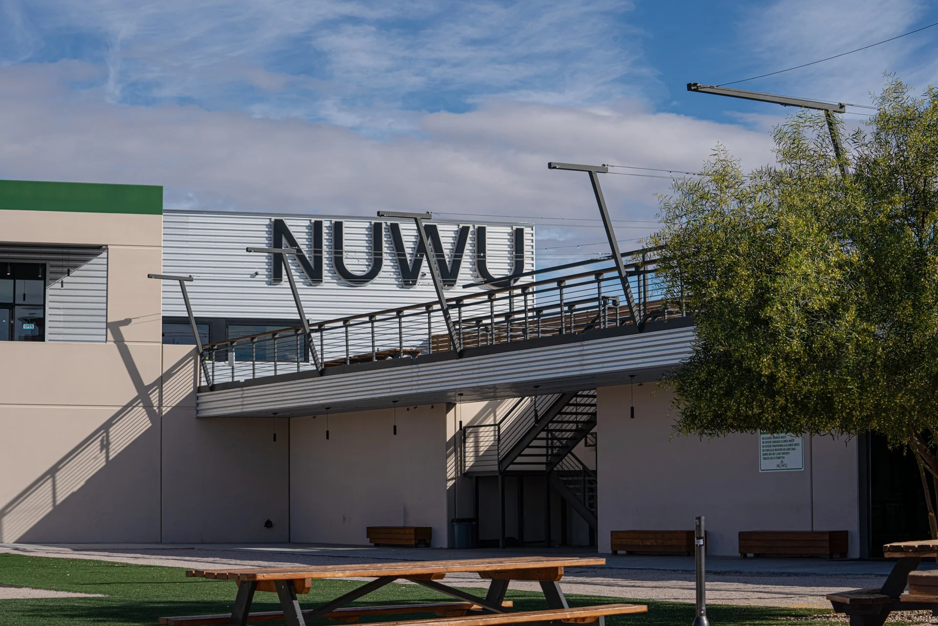 Photo of NuWu Cannabis' courtyard in downtown Las Vegas