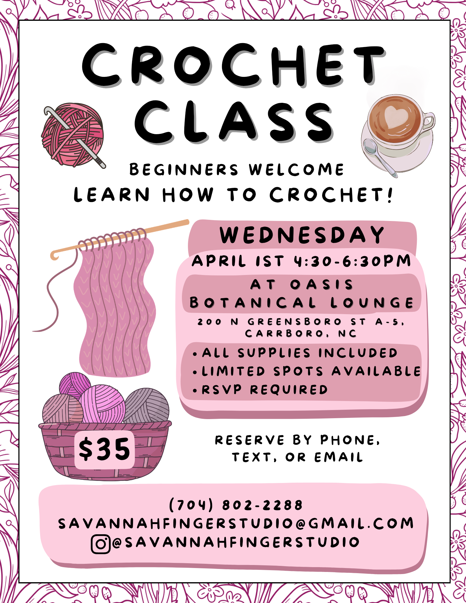 Crochet Class @ Oasis Botanical Lounge