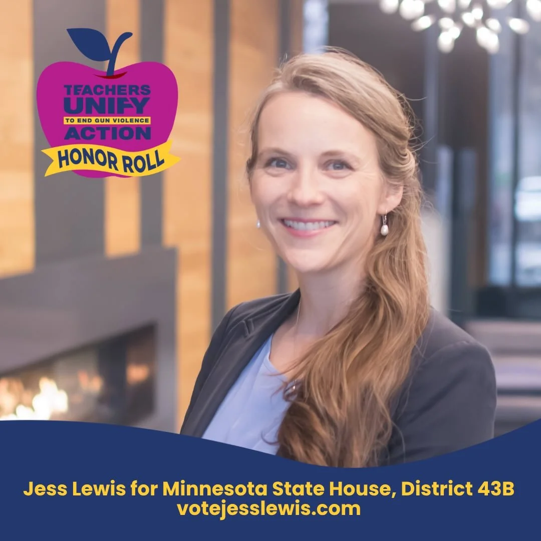 We&rsquo;re proud to recognize Jess Lewis for Minnesota State House &ndash; District 43B, as a Teachers Unify Action Honor Roll Candidate!

&ldquo;Educators are on the front lines of this public health crisis. As a candidate in Minnesota, I believe d