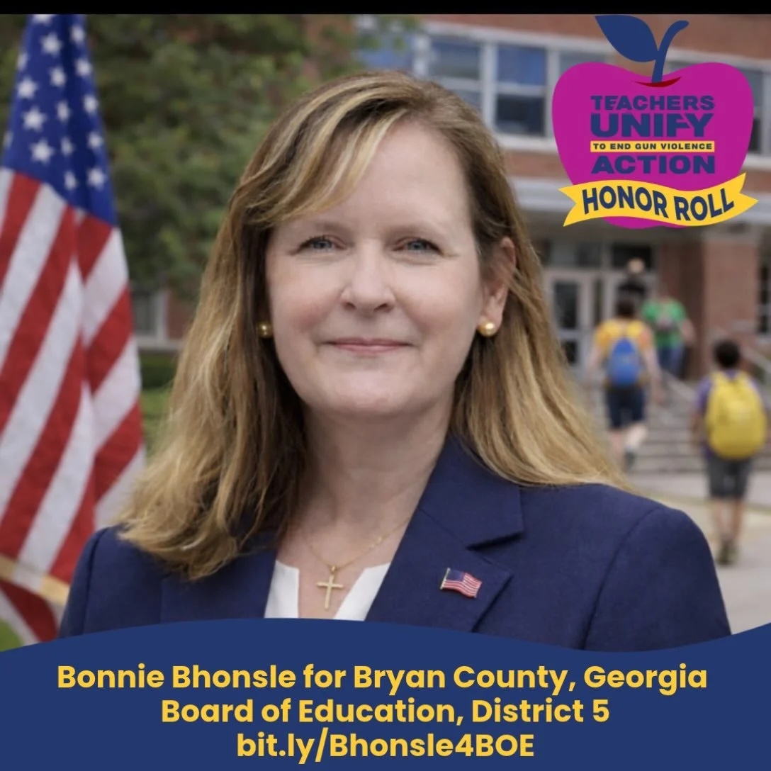 We&rsquo;re proud to recognize Bonnie Bhonsle for Bryan County, Georgia, Board of Education District 5, as a Teachers Unify Action Honor Roll Candidate!

After overcoming significant childhood challenges including poverty and foster care, Bonnie unde