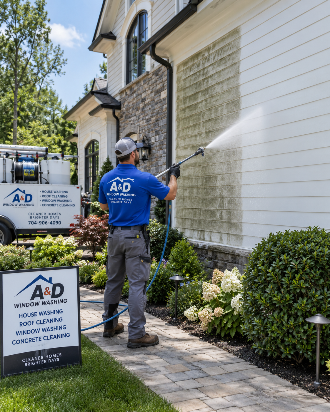 soft washing service clarksville maryland Howard County. safe and clean  siding no ladders. safety first, safe for plants