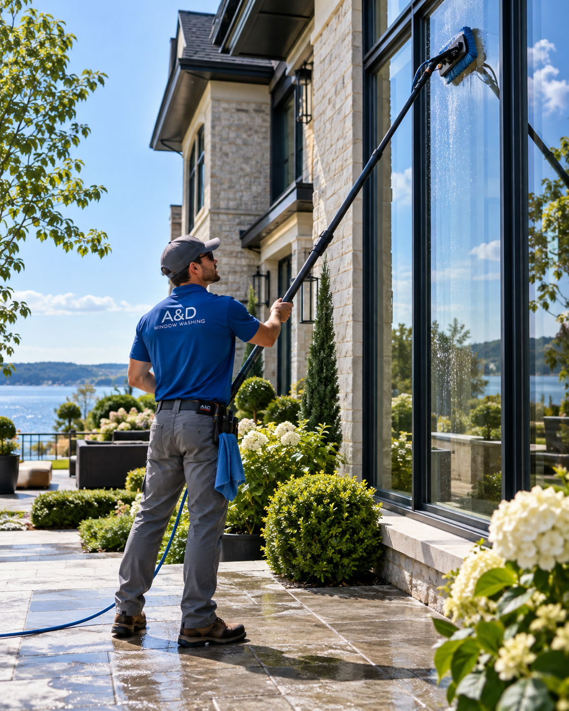Best window washing method, deionized water fed pole system, in Howard County, Maryland
