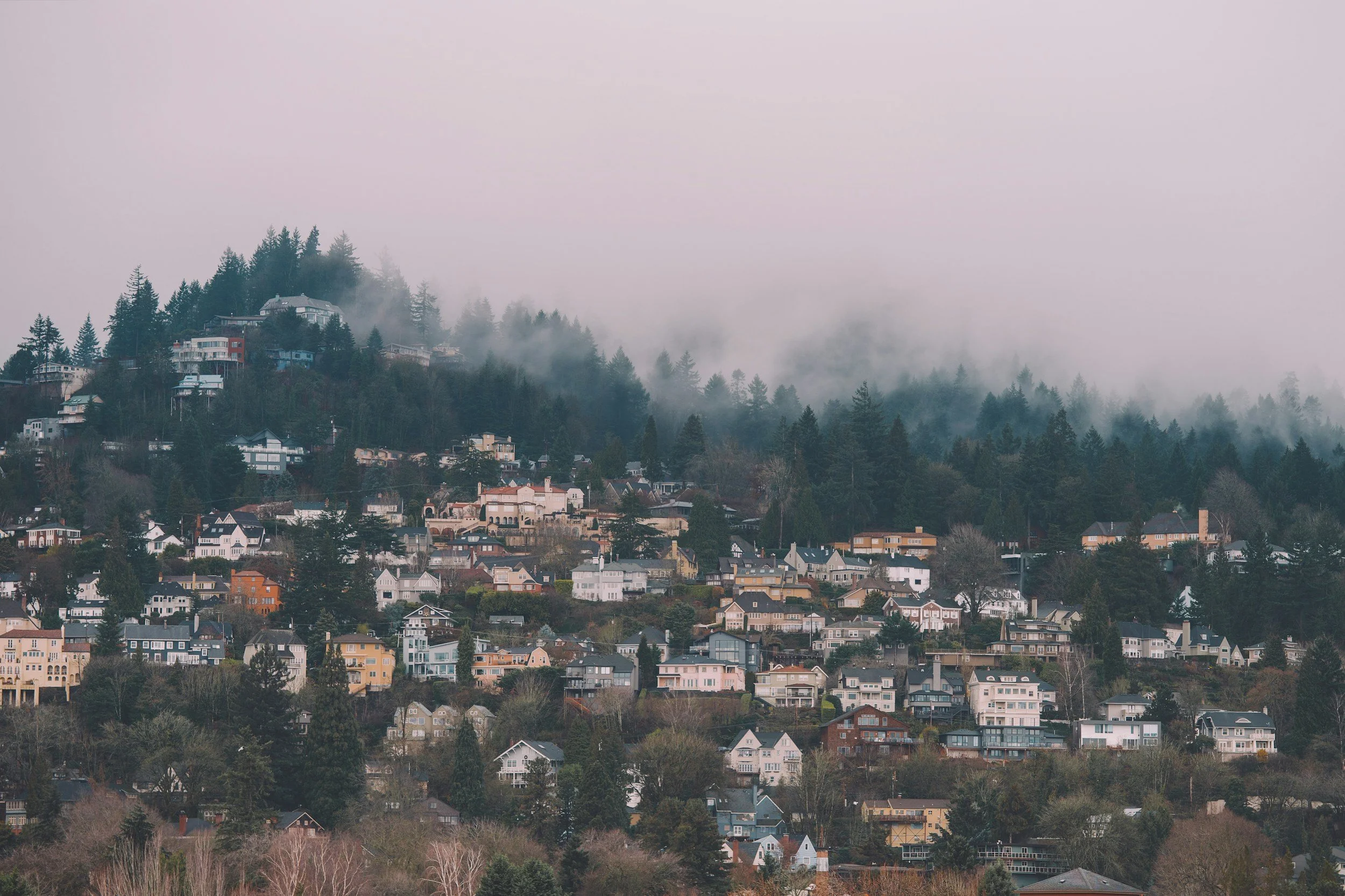 Overcast pacific northwest portland oregon neighborhood