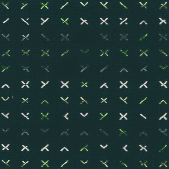 Close-up of a screen with random code and symbols, including white and green characters on a dark background.