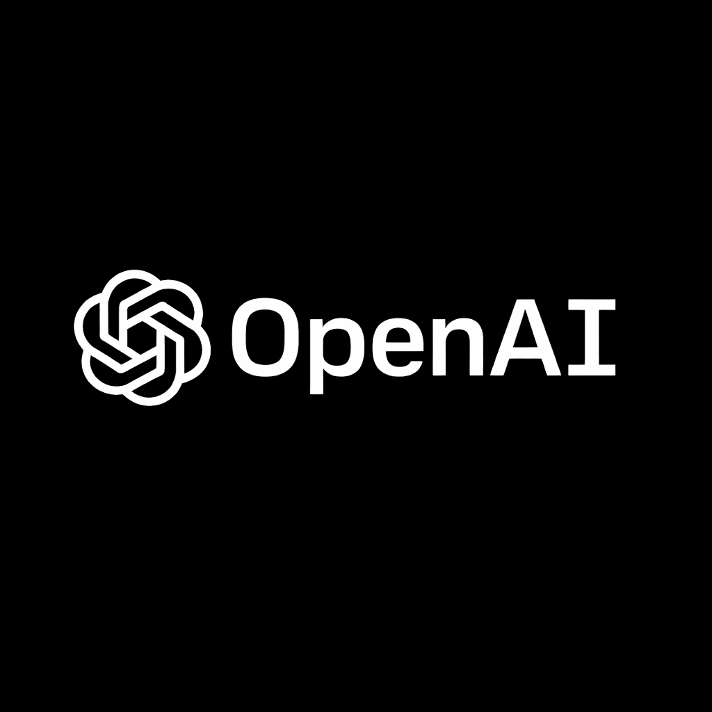 Black background with the white OpenAI logo and text.