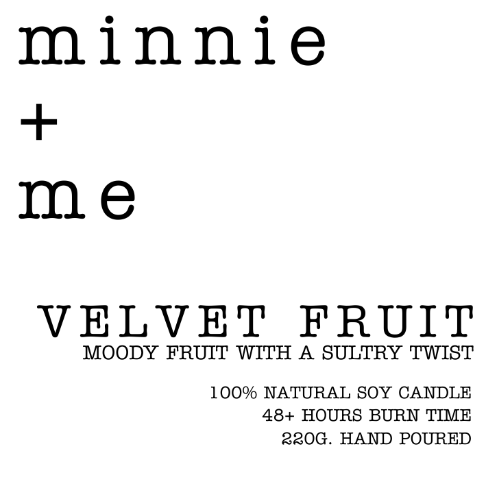 Velvet Fruit – Black Plum & Rhubarb 220g Natural Soy Candle in Matte Black Jar