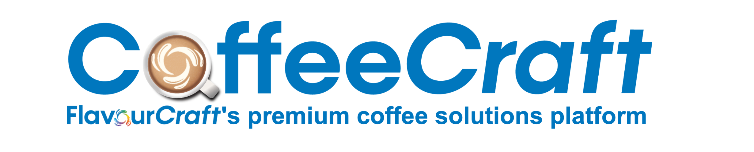 Logo for CoffeeCraft with text and a coffee cup icon