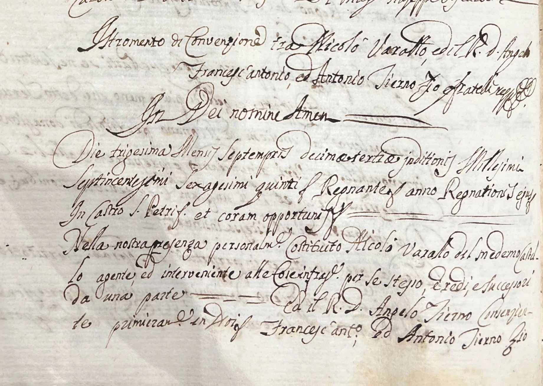 Atto notarile (Notary act) of Nicolo Varallo