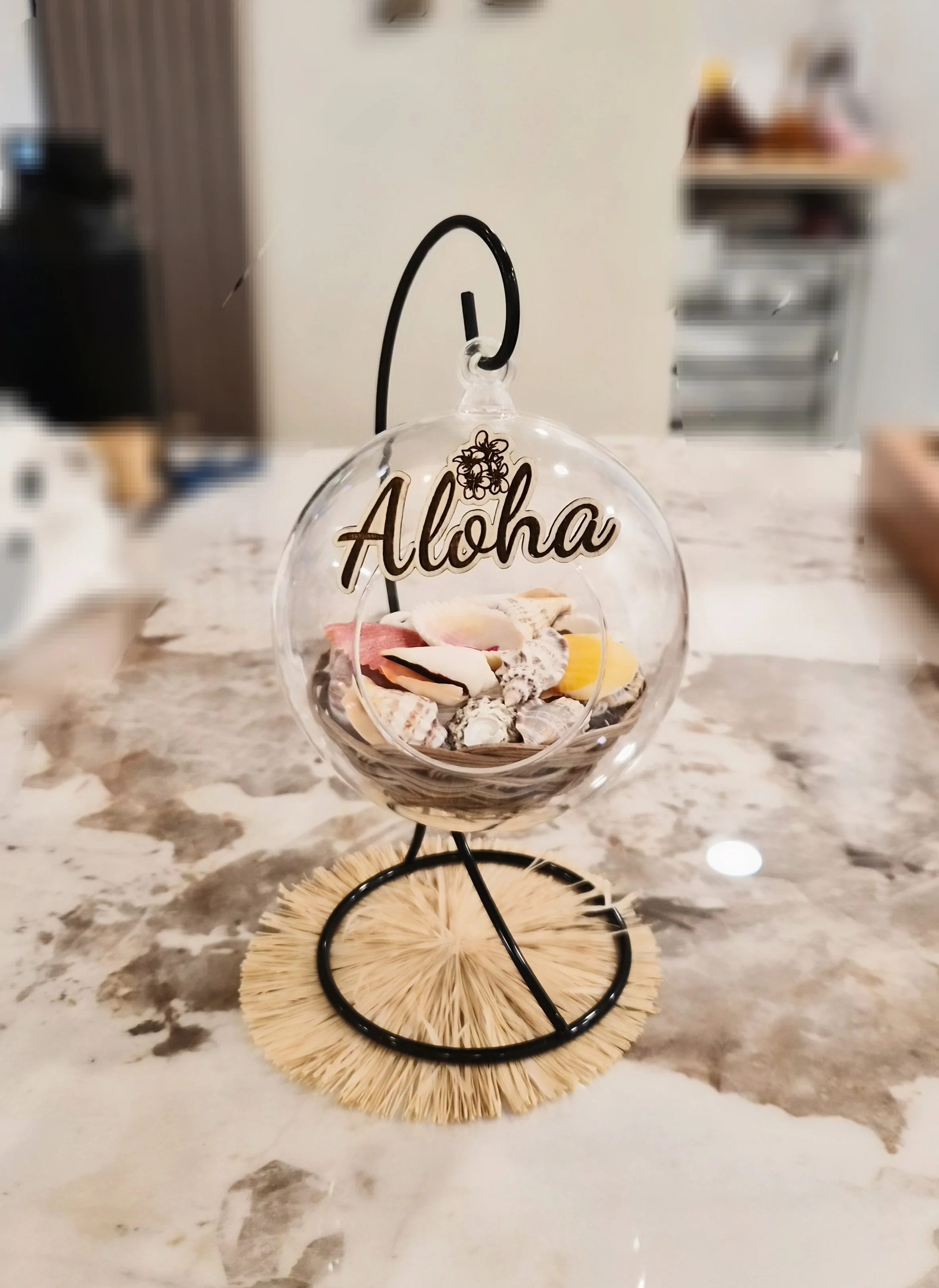 Aloha Ball with Seashells on Hanging Stand