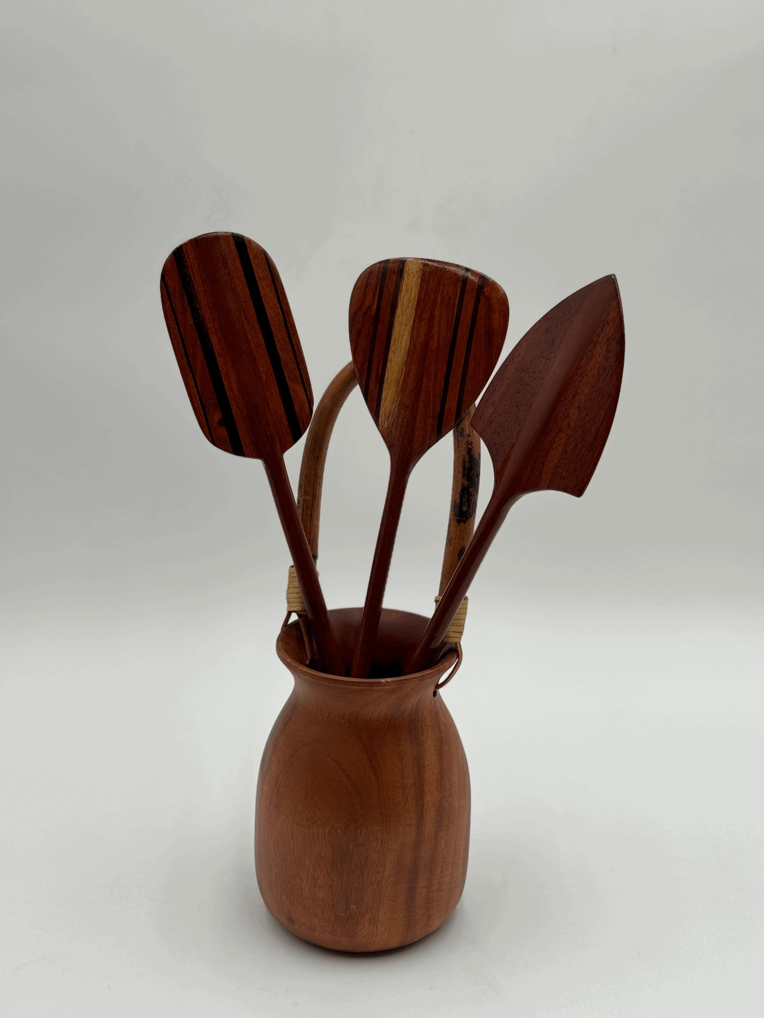 Wood Utensil Container with Paddles