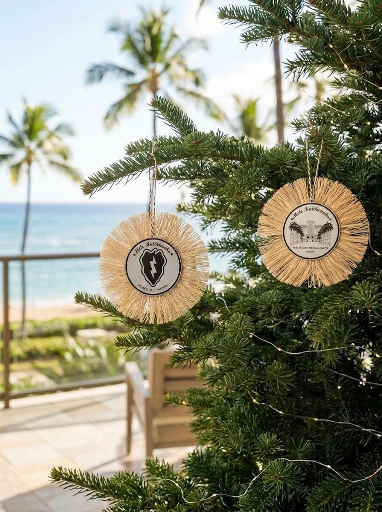 2026 Boho Raffia Christmas Ornament with Logo (Mele Kalikimaka Edition)