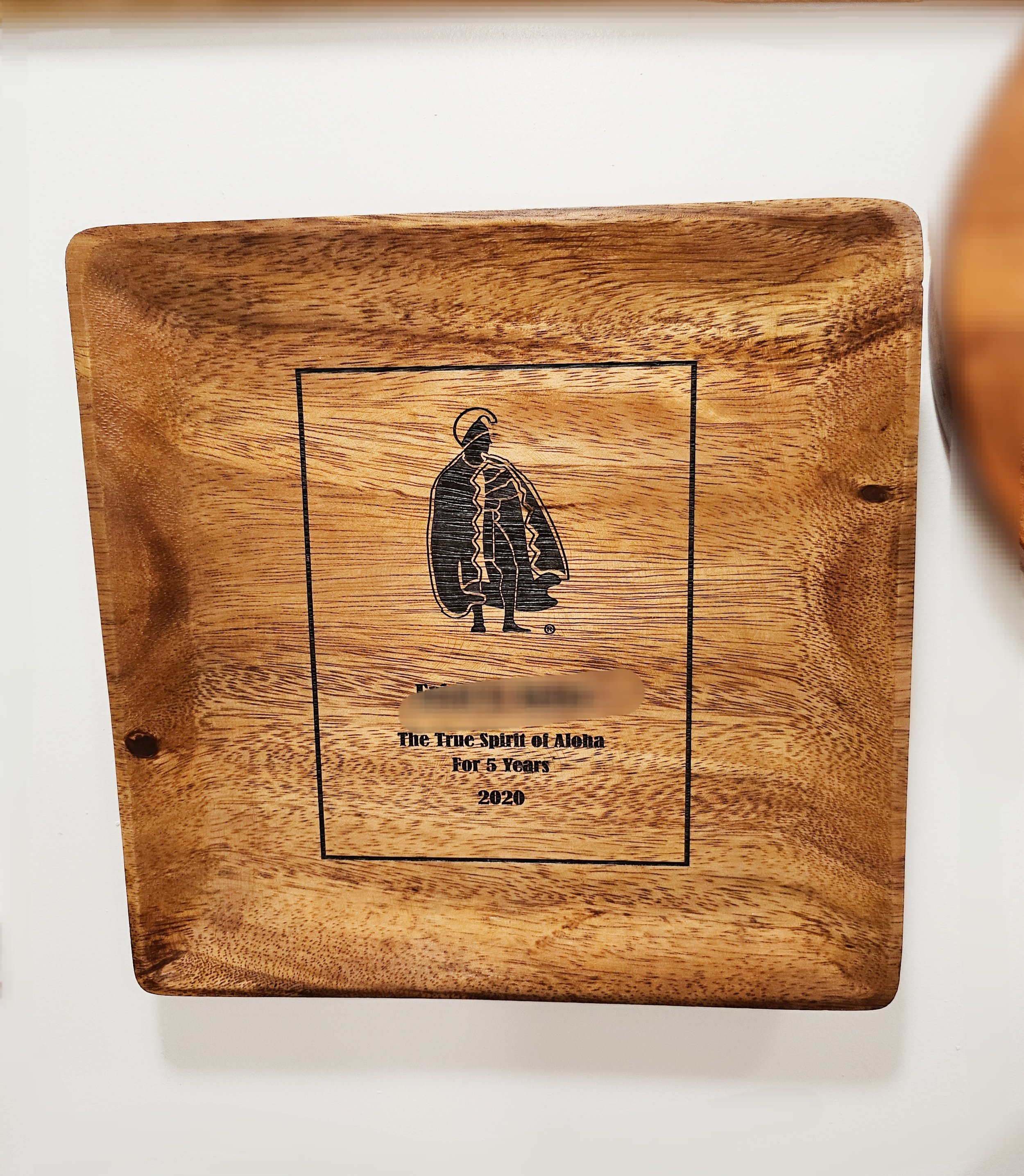 Wood square plate with Engraving