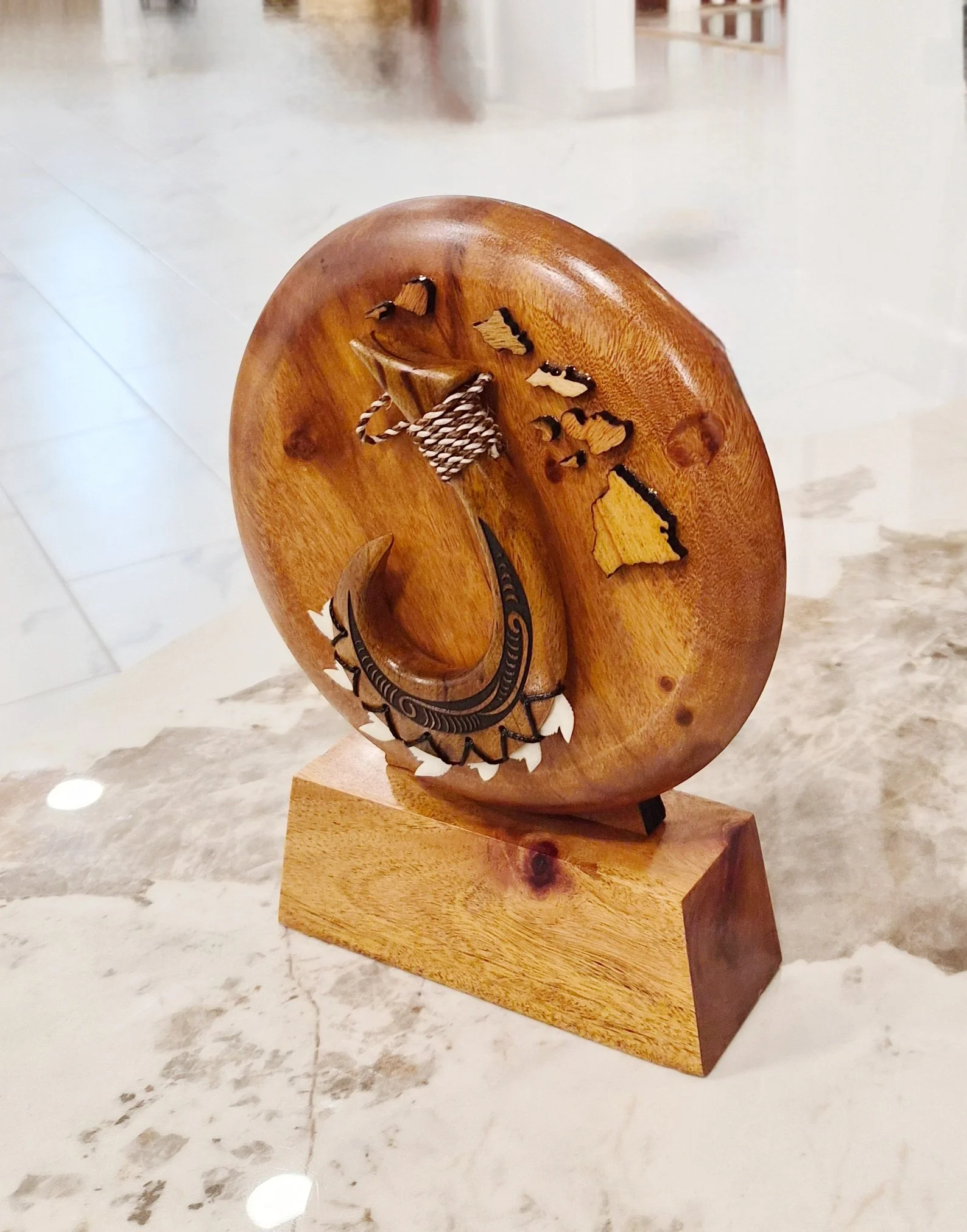 10.5" Fishhook (tribal) on base with engraving